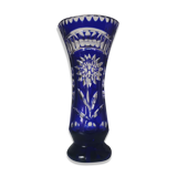 Blue cut crystal vase