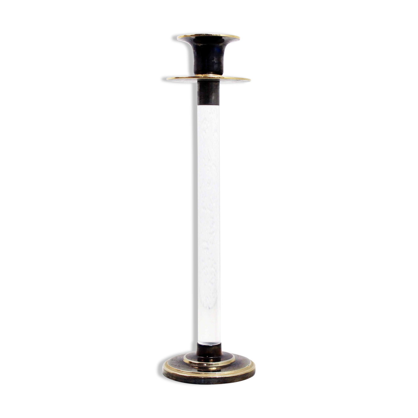 Vintage candle holder in lucite and brass