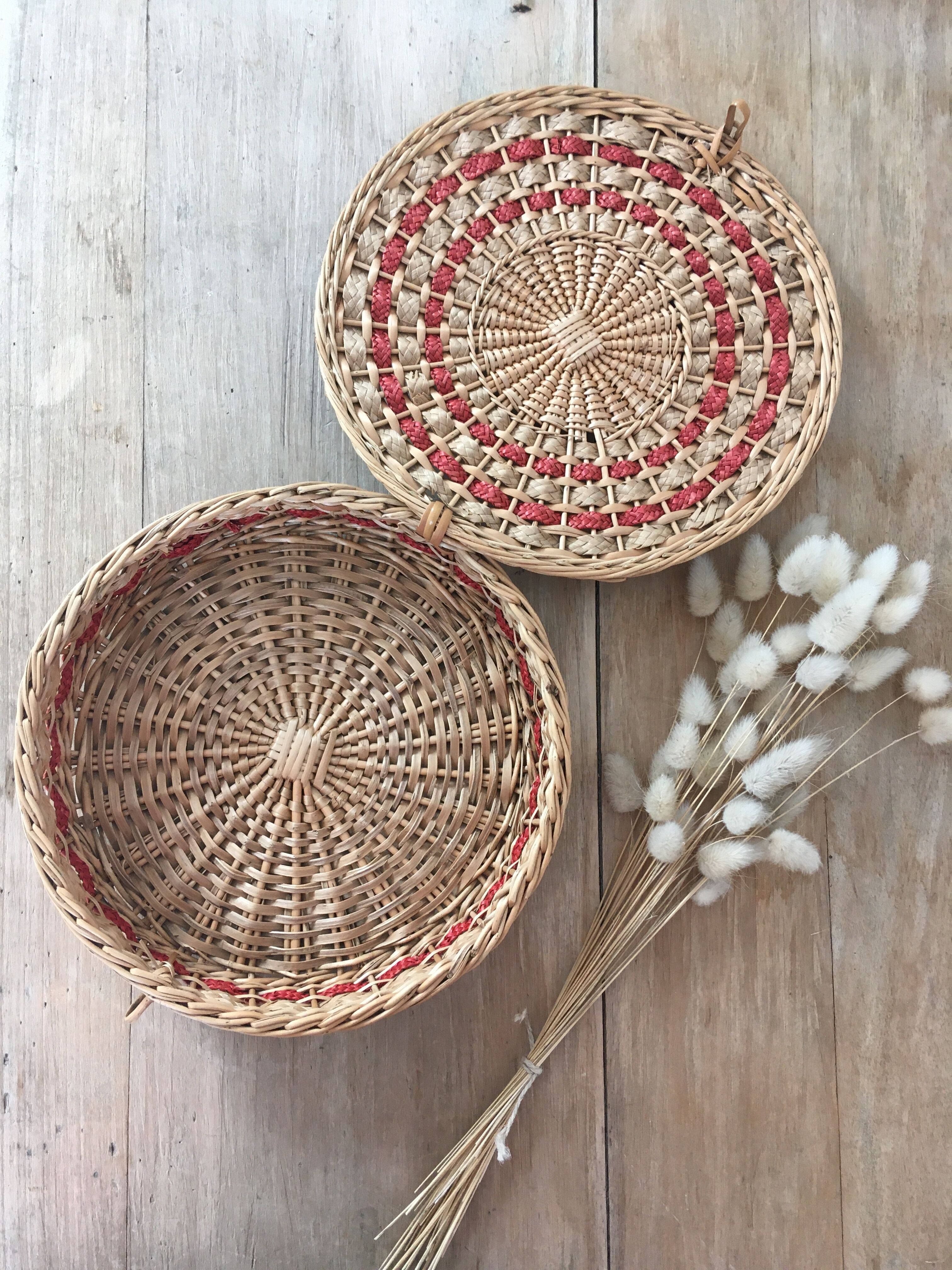 Braided wicker sewing box