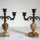 Pair of vintage onyx brass candlesticks