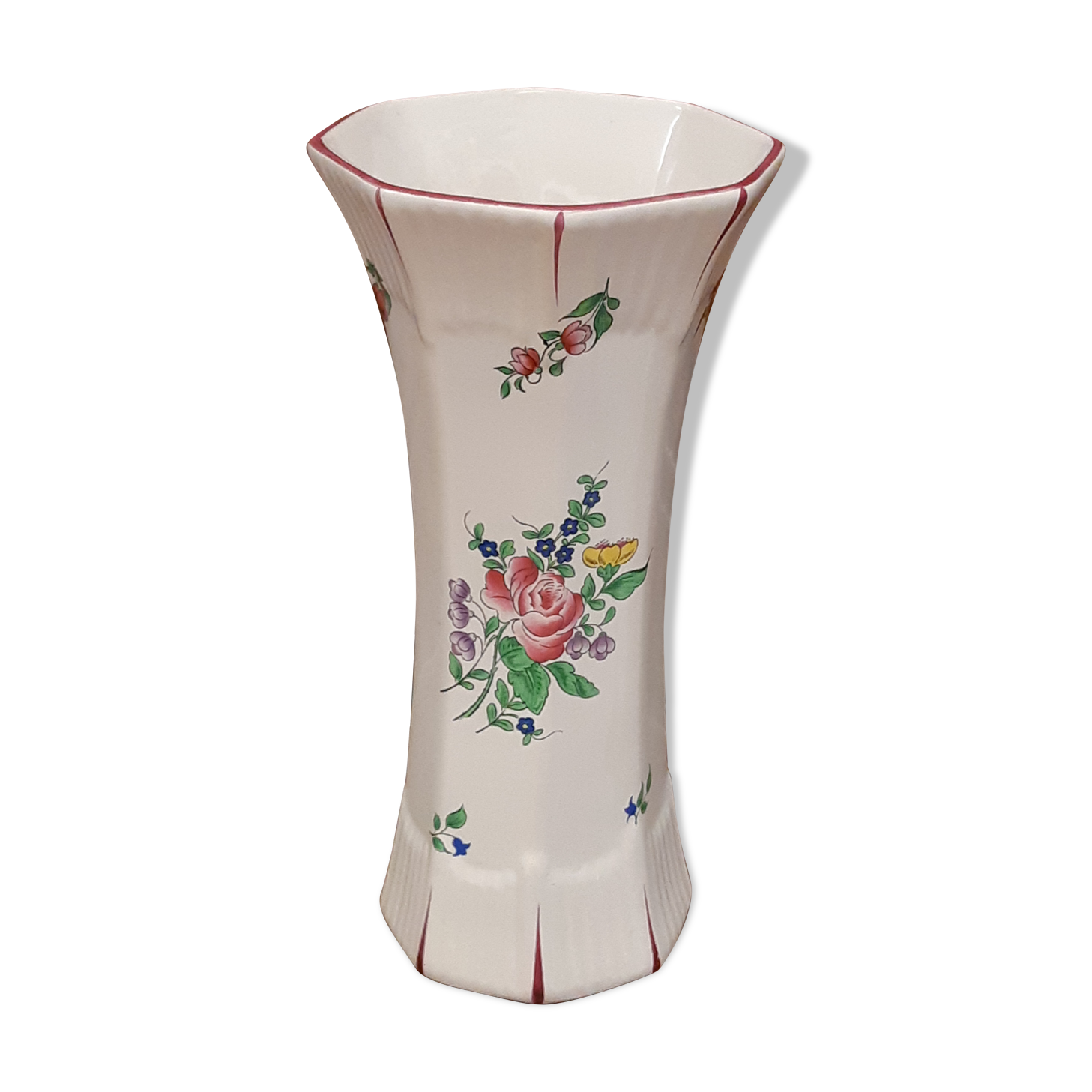 Vase Lunéville KG in painted ceramic enamelled decoration Lamppost