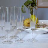 Series of 5 in fine old Crystal champagne flutes, blown mouth of the time napoleon