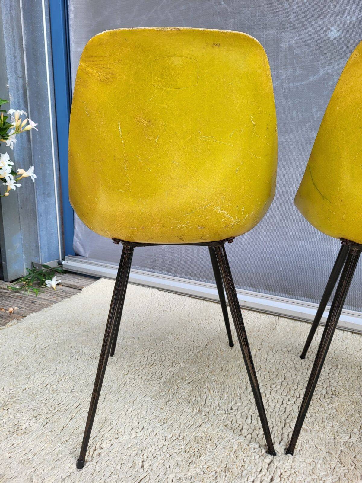 4 chaises Coccinelle René-Jean Caillette pour Steiner 1950