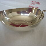Silver metal gravy boat leaf shape