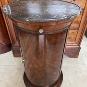 Rare Somno with drawer, Empire period Cuban mahogany and superb grooved marble.