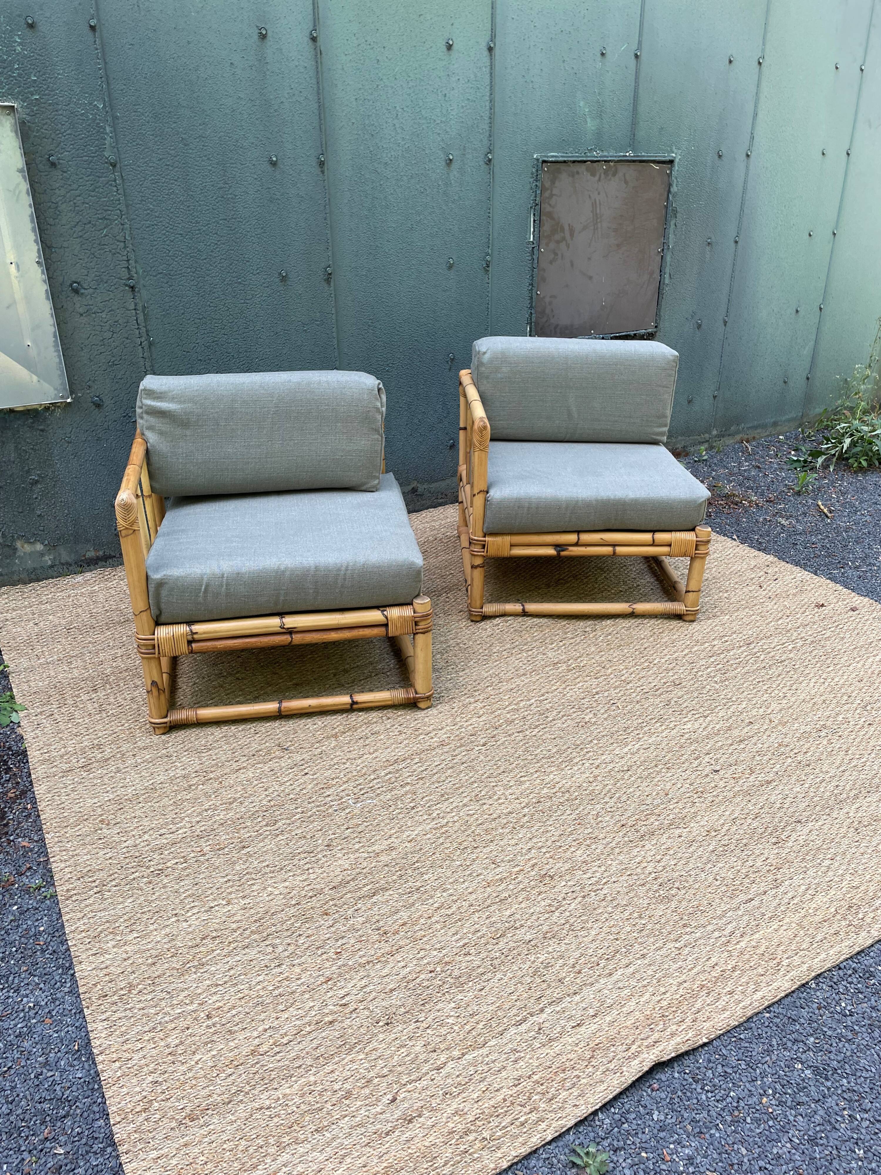 Paire de fauteuils en rotin vintage