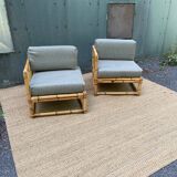 Paire de fauteuils en rotin vintage