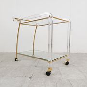 Brass and lucite drinks trolley, 1970s