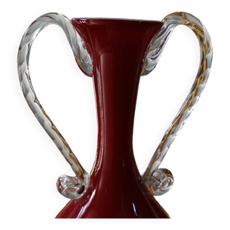 Grand vase rouge opaline verre soufflé