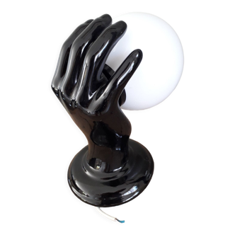 Hand and opaline globe wall light