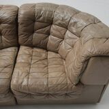 DS 11 modular sofa in brown patchwork leather by De Sede Team for De Sede Swiss