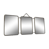 Vintage orange barber triptych mirror 1960 - 21 x 49 cm