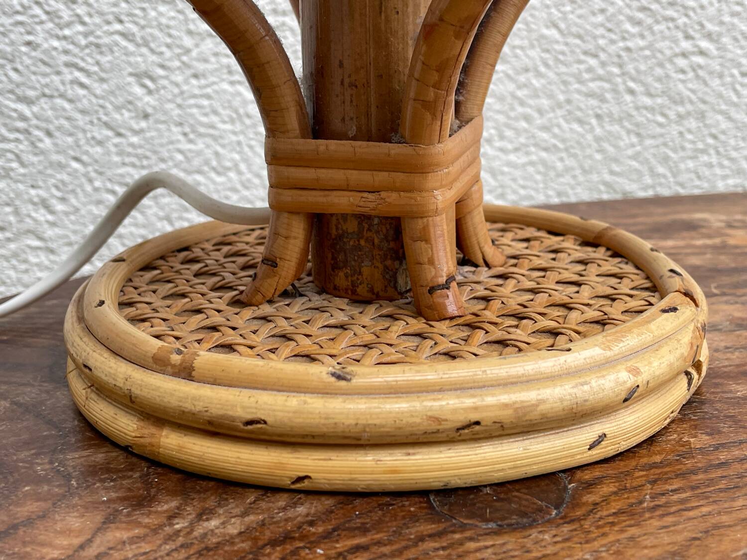 Pair of Italian rattan lamps