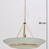 Brass and etched glass bowl pendant