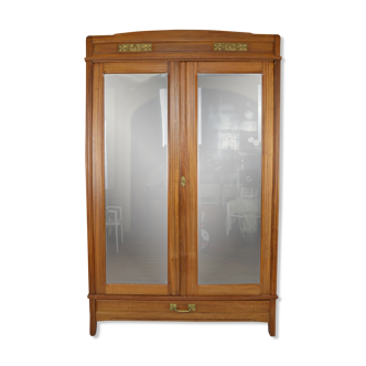 Art Nouveau wardrobe by Mathieu Gallerey in mahogany, model with Clematis, circa 1920