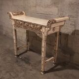 Console carved in wood and white bone