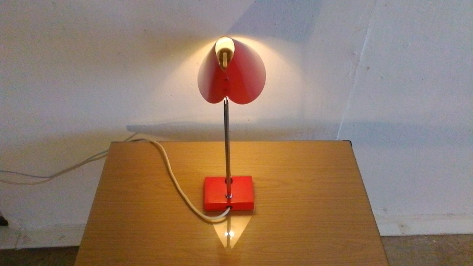 By Josef Hurka for Napako 1960 red desk lamp