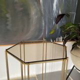 Vintage metal and glass side table