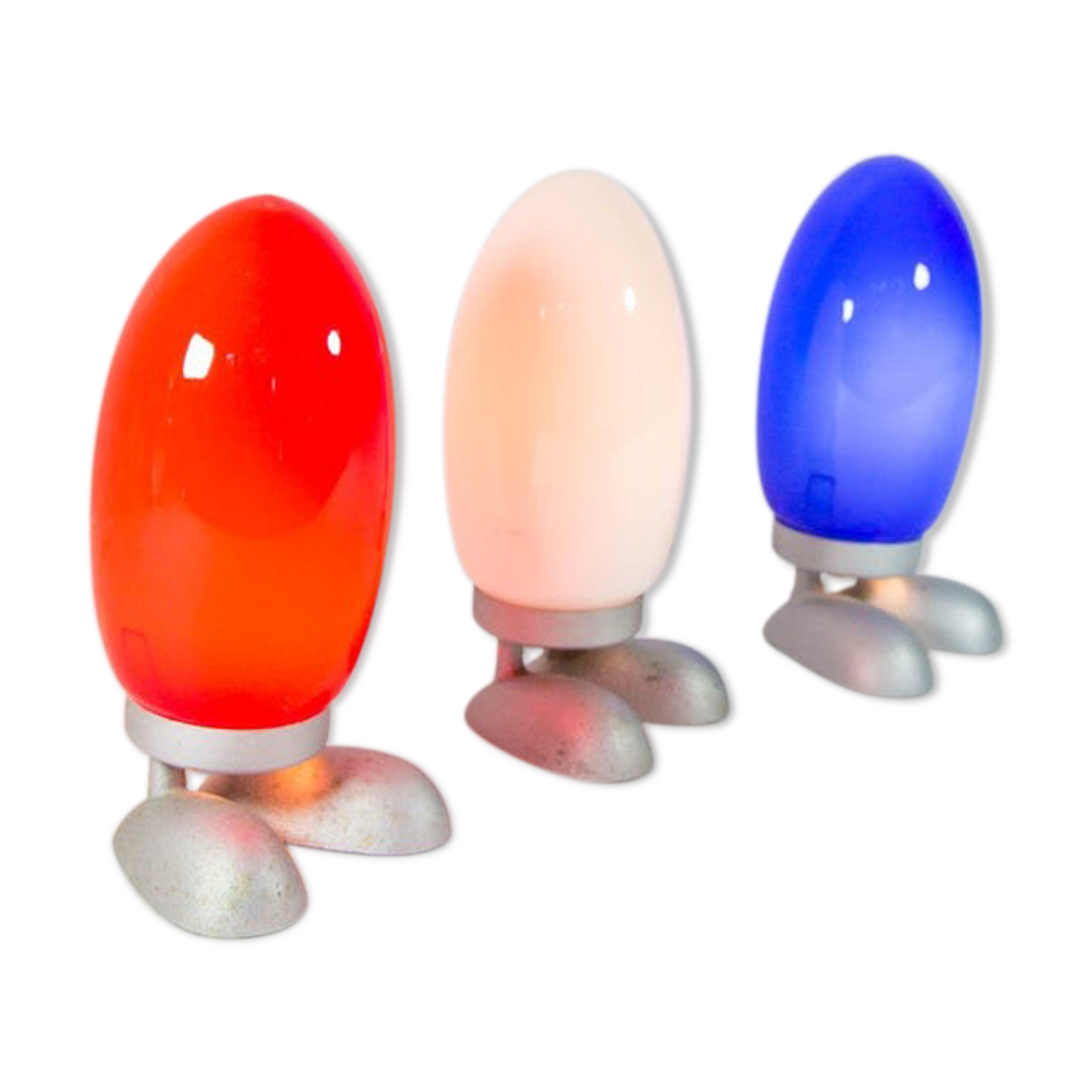 Set of 3 lamps egg red white and blue Ikea 80s