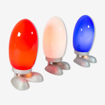 Set of 3 lamps egg red white and blue Ikea 80s