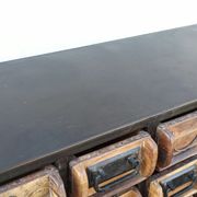 Black metal storage cabinet with 60 wooden drawers
