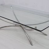 Mid-Century Modern Italian Chrome and Crystal Coffee Table, 1970s