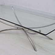 Mid-Century Modern Italian Chrome and Crystal Coffee Table, 1970s