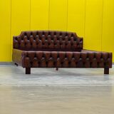 1980's Chesterfield Brown leather Bed.
