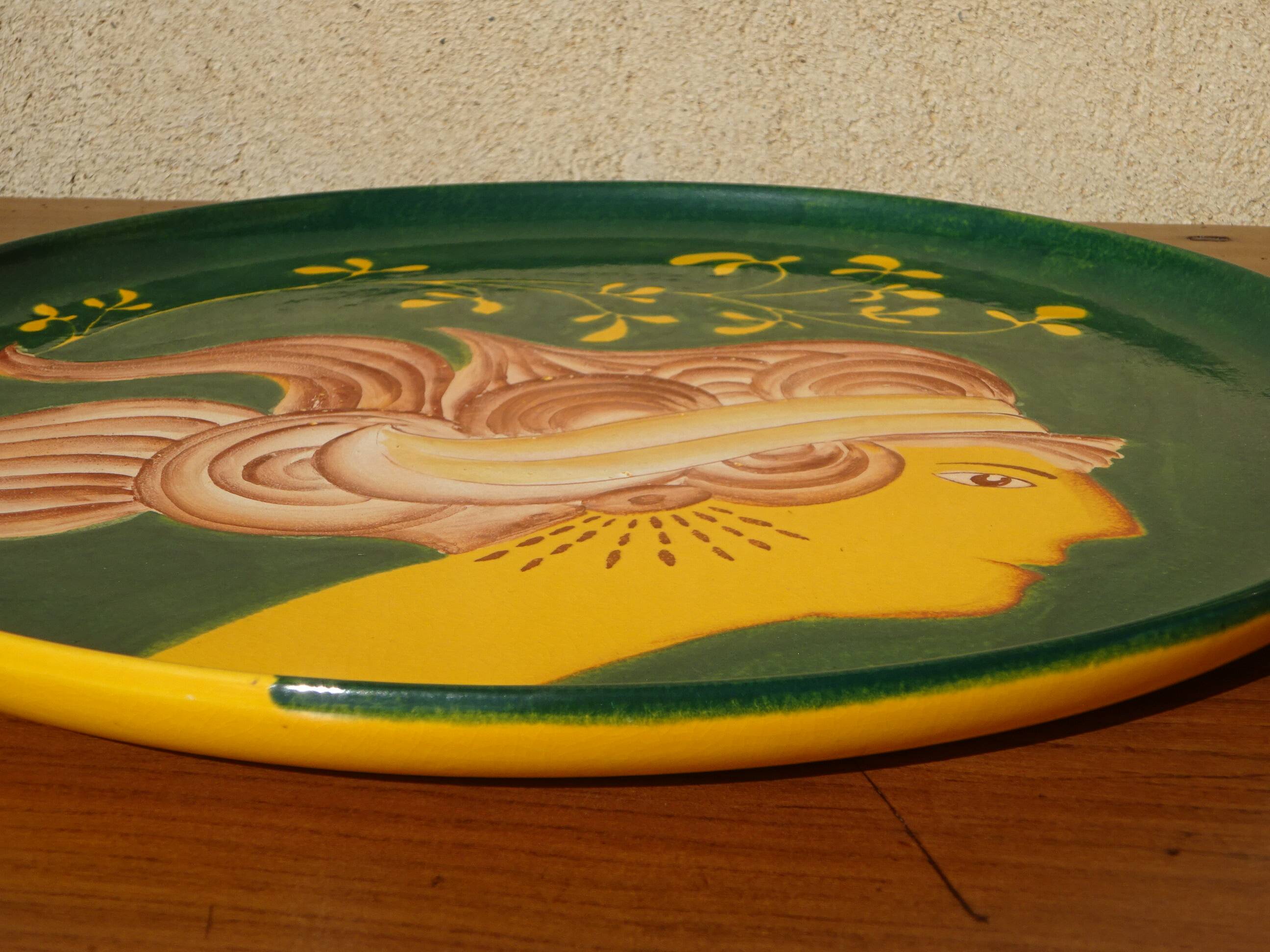 Ceramic lamp, vase and matching plate, Drimmer