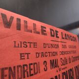 Public Meeting Poster "Union of leftists and Democratic Action" - City of Langon - 1930s