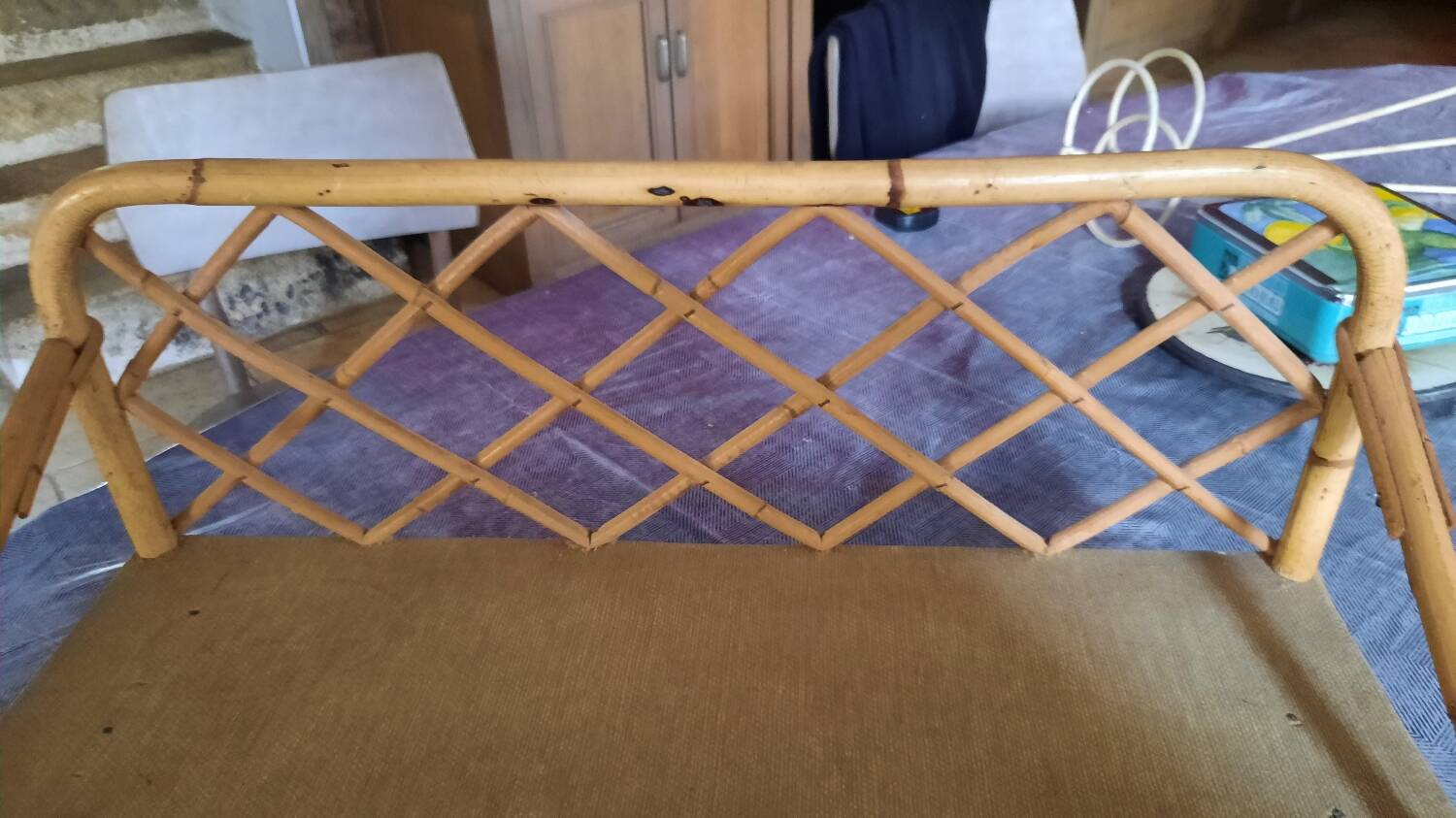 Rattan and bamboo wall shelf