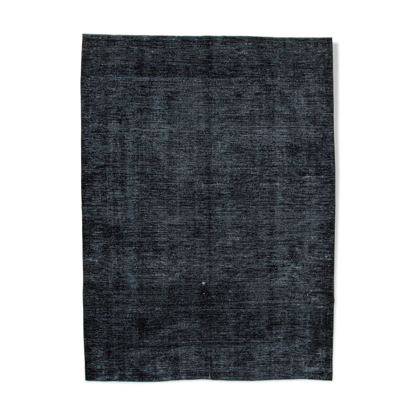 Handwoven oriental overdyed 287 cm x 393 cm black wool rug