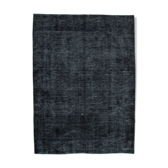 Handwoven oriental overdyed 287 cm x 393 cm black wool rug