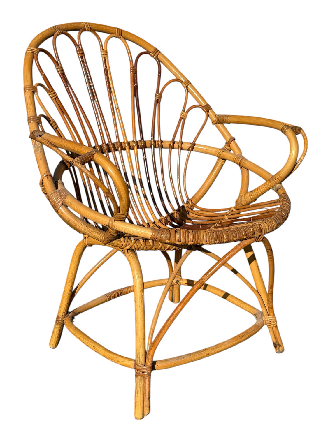 Set of 8 rattan armchairs from the 1960s, France.