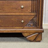 Art Deco period chest of drawers in oak with marble top