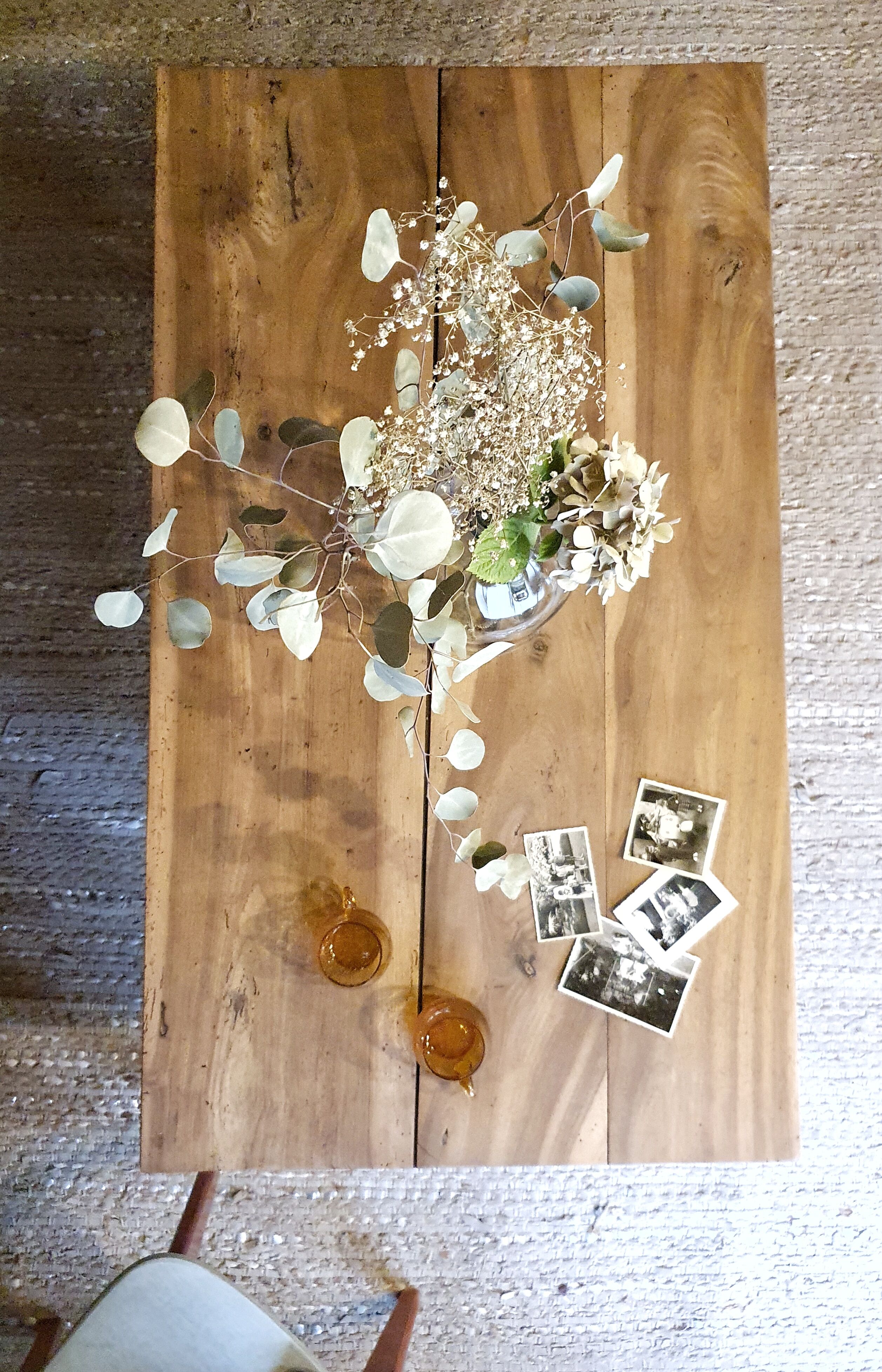 Old coffee table in solid wood