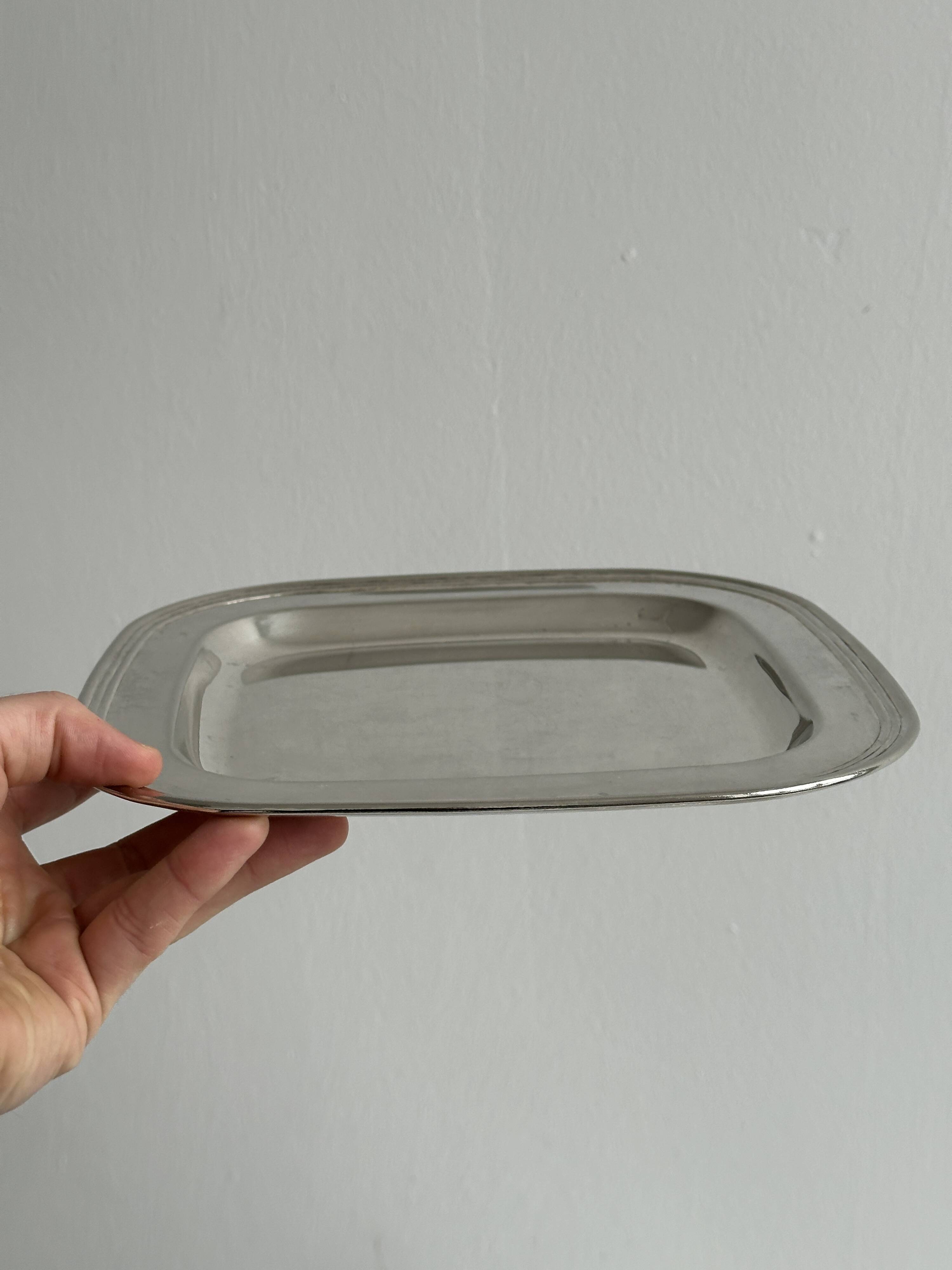 Shiny metal rectangular tray