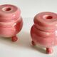 Ceramic candle holders pink 90s