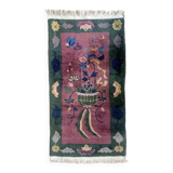 Chinese Art Deco handmade antique carpet 64cm x 128cm 1920s