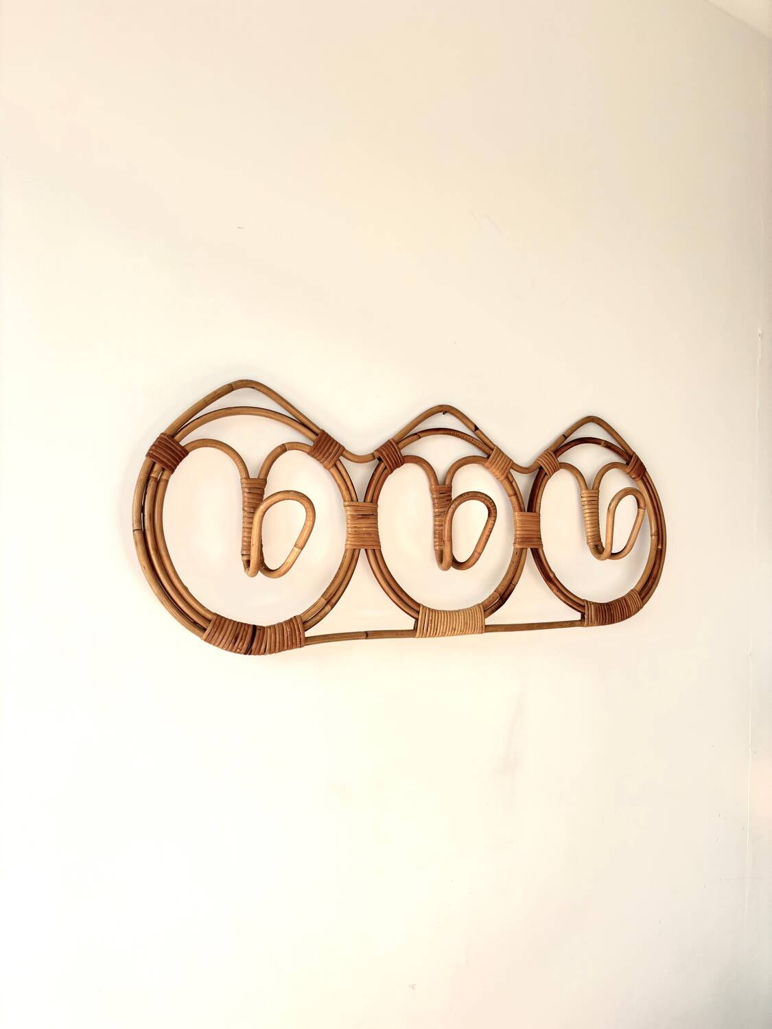 Wall-mounted rattan coat rack by Franco Albini, 1960