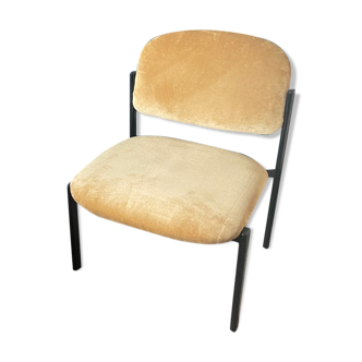 Velvet and metal design armchair