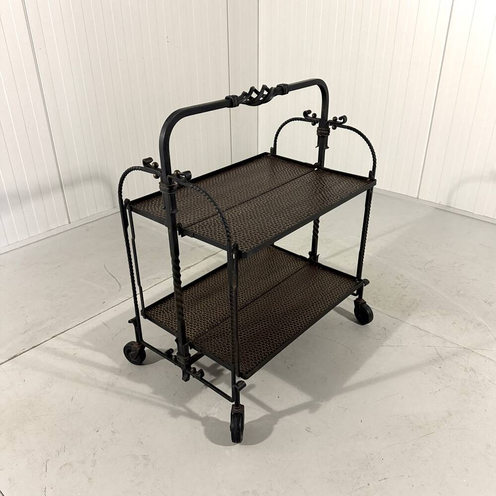 Brutalist wrought iron folding serving trolley 1960’s