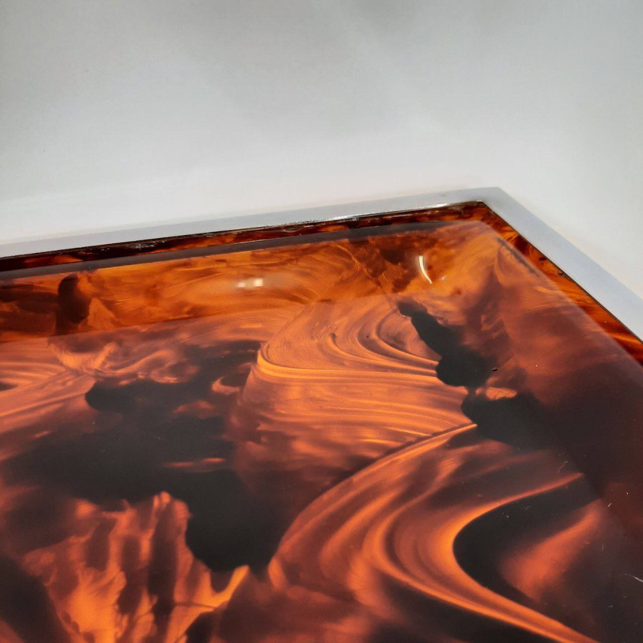 Pair of vintage trays in briar effect lucite
