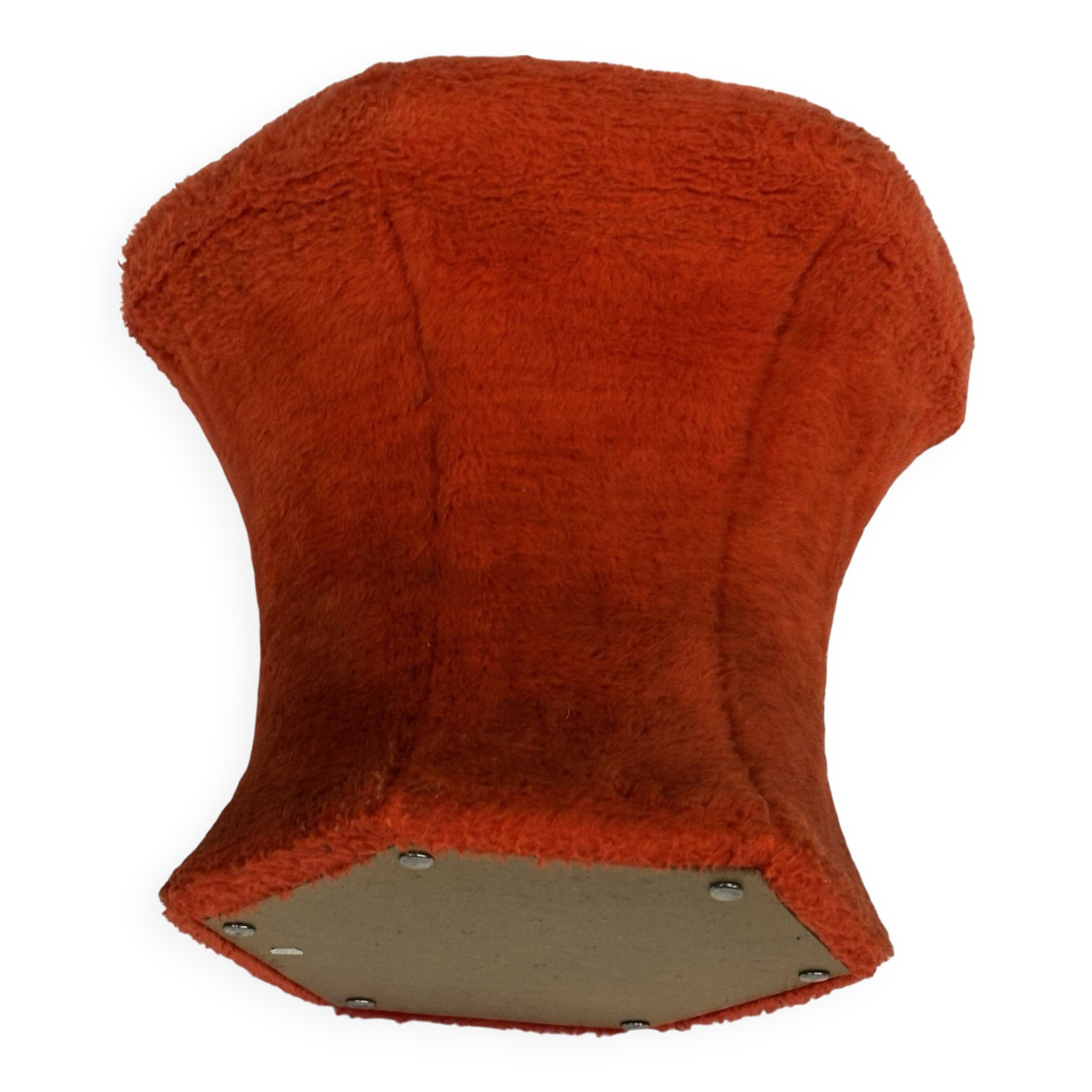 Pouf repose-pieds rond recouvert de peluche en forme de champignon vintage des années 60 et 70