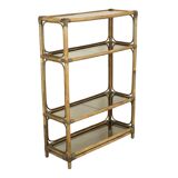 Vintage Boho Shelf Bookcase Bamboo and Smoked Glass 140cm