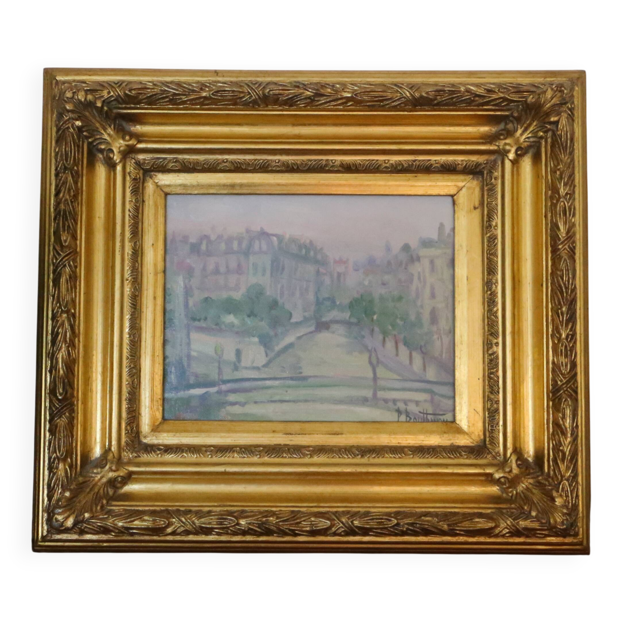 View of the Pont Tournelle, Paris, by Pierre Bouthinon, Oil painting