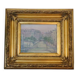 View of the Pont Tournelle, Paris, by Pierre Bouthinon, Oil painting