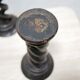 Pair of antique turned wooden candle holders