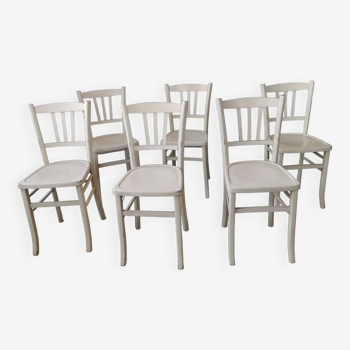 Set de 6 chaises bistrot vintages blanches