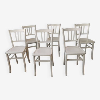 Set of 6 vintage white bistro chairs